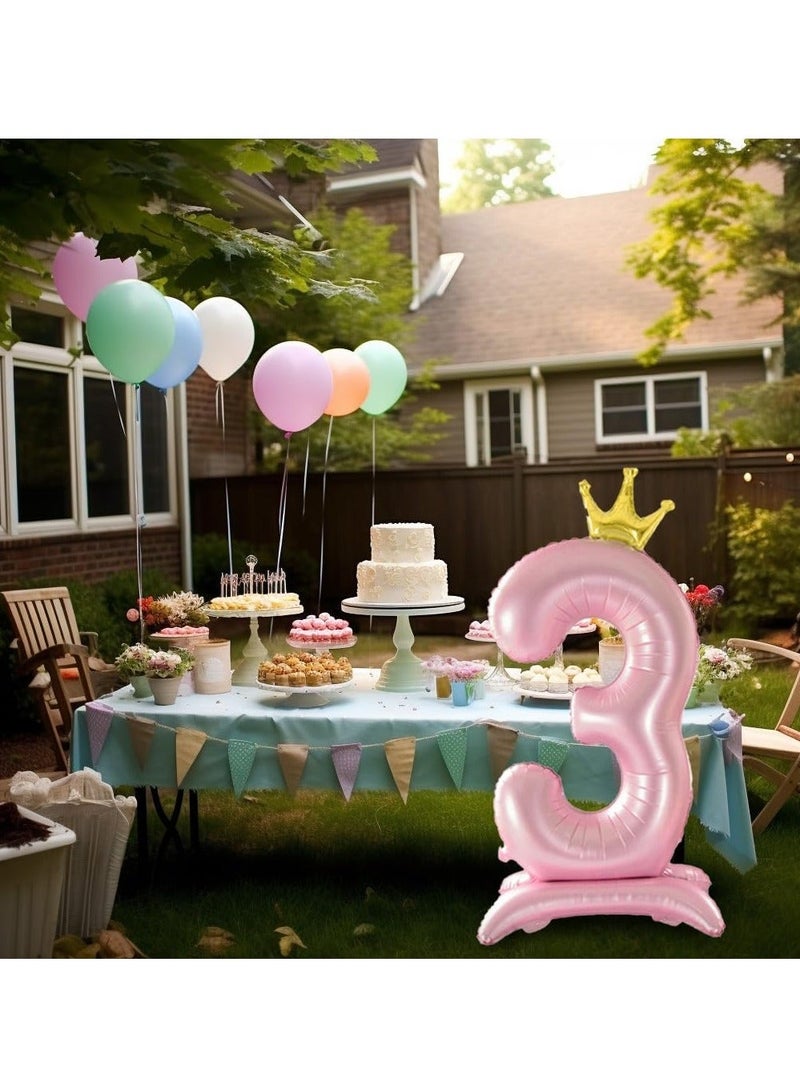 40 Inch Crown Rose Gold Digit Helium Foil Birthday Party Balloons Number 3 - Image 2